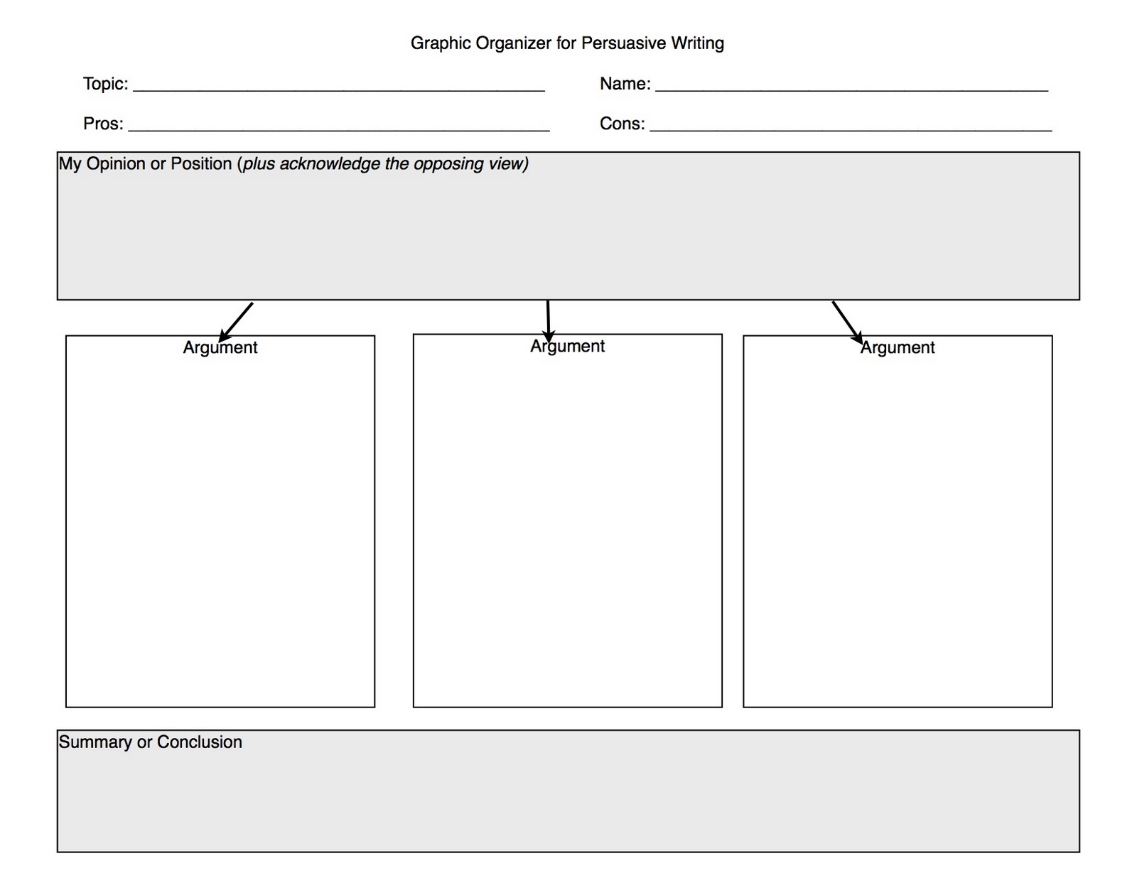 Argumentative essay organizer pdf